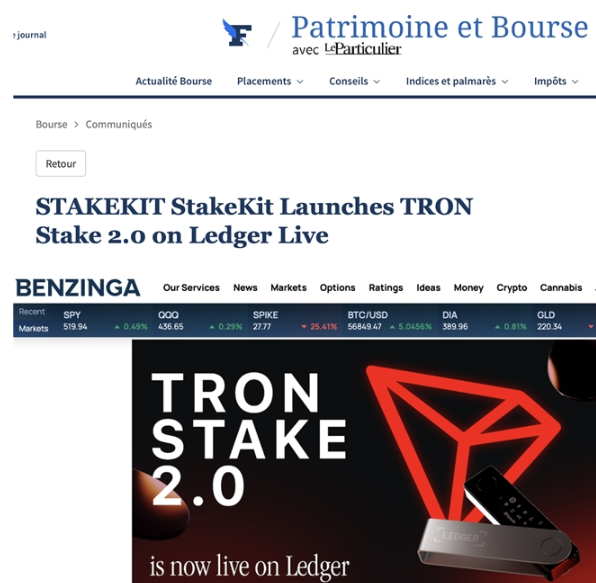 金融时报：StakeKit 已在 Ledger Live 上推出 TRON Stake 2.0